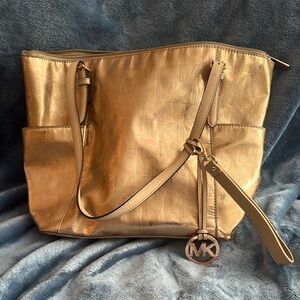 Michael Kors Gold Tote with Luxurious Suede Texture